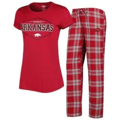 Concepts Sport Women's Cardinal/Gray Arkansas Razorbacks Badge T-Shirt & Flannel Pants Sleep Set