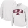 Men's Colosseum White Arkansas Razorbacks Arch & Logo Crew Neck Sweatshirt -Deals Arizona Wildcats Store DSCO1148322463 3550