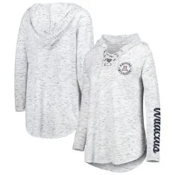 Women's Pressbox Gray Arizona Wildcats Space Dye Lace-Up V-Neck Raglan Long Sleeve T-Shirt