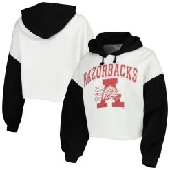 Women's Gameday Couture White/Black Arkansas Razorbacks Good Time Color Block Cropped Hoodie -Deals Arizona Wildcats Store DSCO1150499279 3550 ALT1