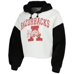 Women's Gameday Couture White/Black Arkansas Razorbacks Good Time Color Block Cropped Hoodie -Deals Arizona Wildcats Store DSCO1150499279 3550 ALT2
