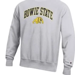Champion Men's Heathered Gray Bowie State Bulldogs Arch Over Logo Reverse Weave Pullover Sweatshirt -Deals Arizona Wildcats Store DSCO1150992882 1927 ALT2