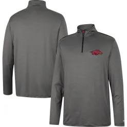 Colosseum Men's Charcoal Arkansas Razorbacks Logo Quarter-Zip Windshirt