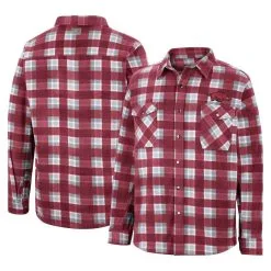 Colosseum Men's Cardinal/White Arkansas Razorbacks Ellis Plaid Full-Snap Shirt Jacket