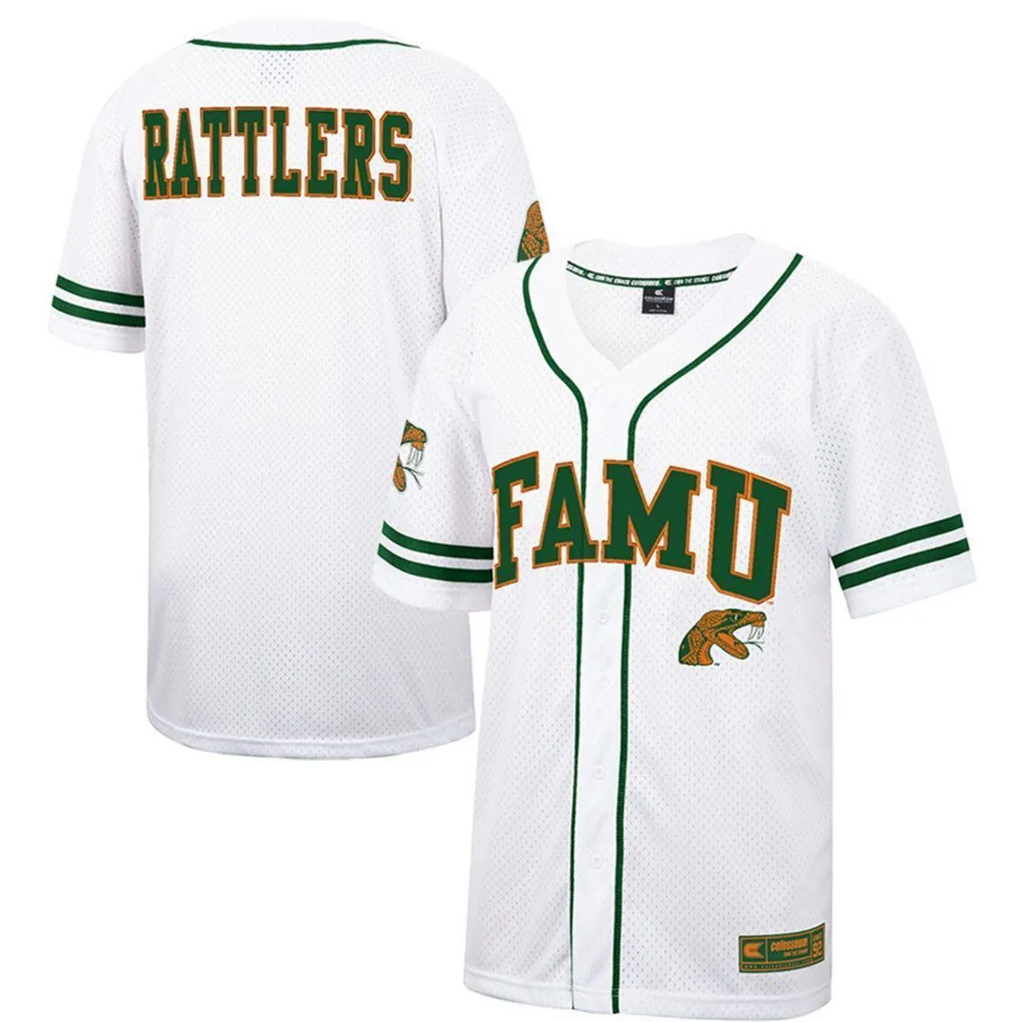 Colosseum Men's White Florida A&M Rattlers Free Spirited Mesh Button-Up Baseball Jersey 3 Colosseum Men's White Florida A&M Rattlers Free Spirited Mesh Button-Up Baseball Jersey