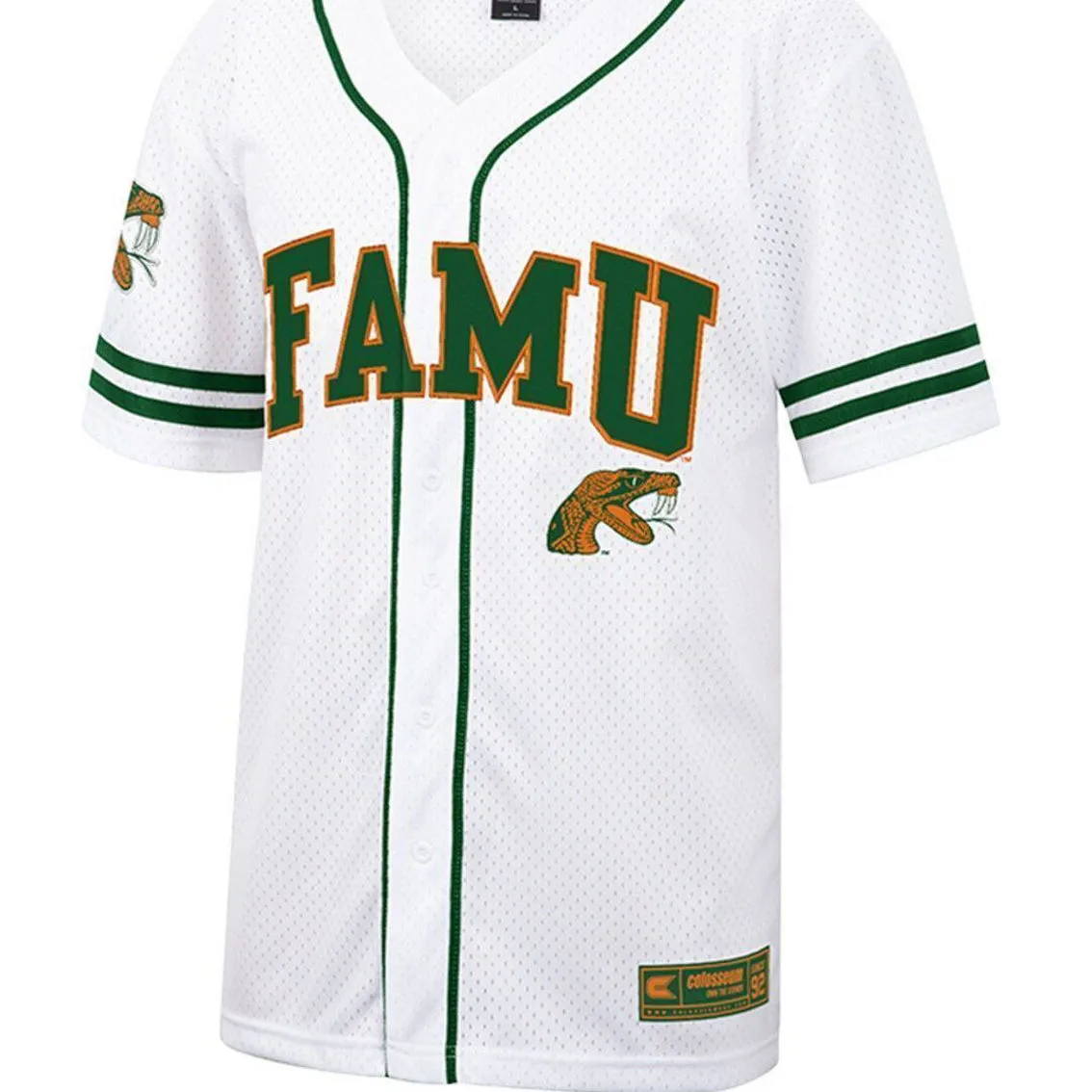 Colosseum Men's White Florida A&M Rattlers Free Spirited Mesh Button-Up Baseball Jersey 5 Colosseum Men's White Florida A&M Rattlers Free Spirited Mesh Button-Up Baseball Jersey - Image 3