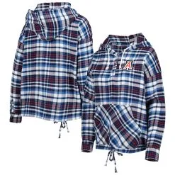 Concepts Sport Women's Navy Arizona Wildcats Mainstay Plaid Pullover Hoodie