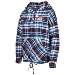 Concepts Sport Women's Navy Arizona Wildcats Mainstay Plaid Pullover Hoodie -Deals Arizona Wildcats Store DSCO1152637258 1320 ALT2