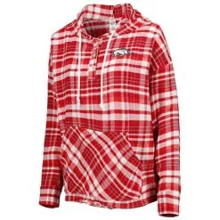 Women's Concepts Sport Cardinal Arkansas Razorbacks Mainstay Plaid Pullover Hoodie -Deals Arizona Wildcats Store DSCO1152705719 4633 ALT2