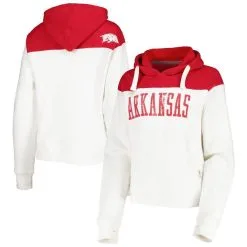 Pressbox Women's White/Cardinal Arkansas Razorbacks Chicago 2-Hit Yoke Pullover Hoodie -Deals Arizona Wildcats Store DSCO1153017405 3550 ALT1