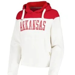 Pressbox Women's White/Cardinal Arkansas Razorbacks Chicago 2-Hit Yoke Pullover Hoodie -Deals Arizona Wildcats Store DSCO1153017405 3550 ALT2