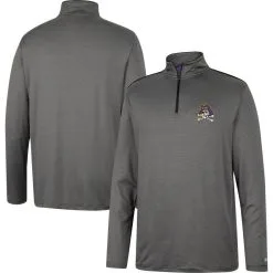 Colosseum Men's Charcoal ECU Pirates Logo Quarter-Zip Windshirt
