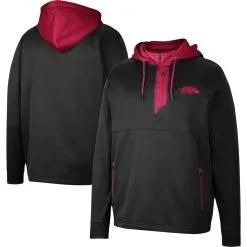 Colosseum Men's Black Arkansas Razorbacks Luge 3.0 Quarter-Zip Hoodie -Deals Arizona Wildcats Store DSCO1153019519 1007 ALT1