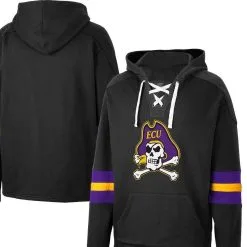 Colosseum Men's Black ECU Pirates Lace-Up 4.0 Pullover Hoodie