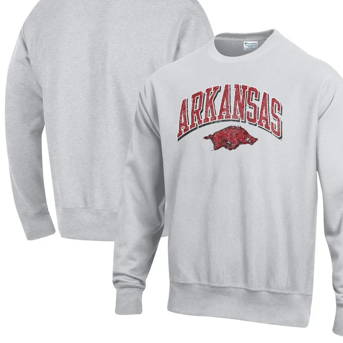 Champion Men's Gray Arkansas Razorbacks Arch Over Logo Reverse Weave Pullover Sweatshirt 4 Champion Men's Gray Arkansas Razorbacks Arch Over Logo Reverse Weave Pullover Sweatshirt - Image 2