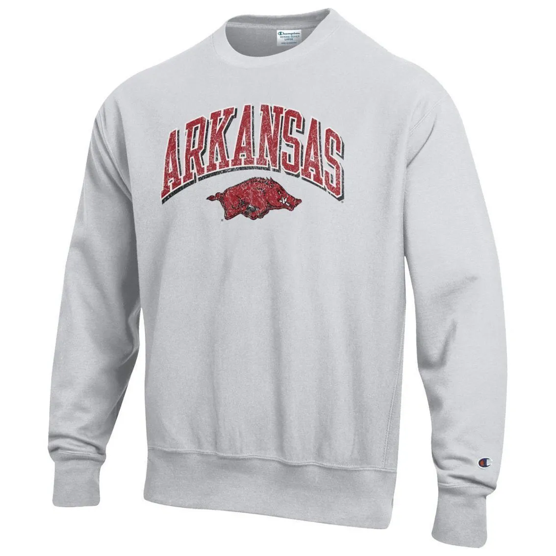 Champion Men's Gray Arkansas Razorbacks Arch Over Logo Reverse Weave Pullover Sweatshirt 5 Champion Men's Gray Arkansas Razorbacks Arch Over Logo Reverse Weave Pullover Sweatshirt - Image 3