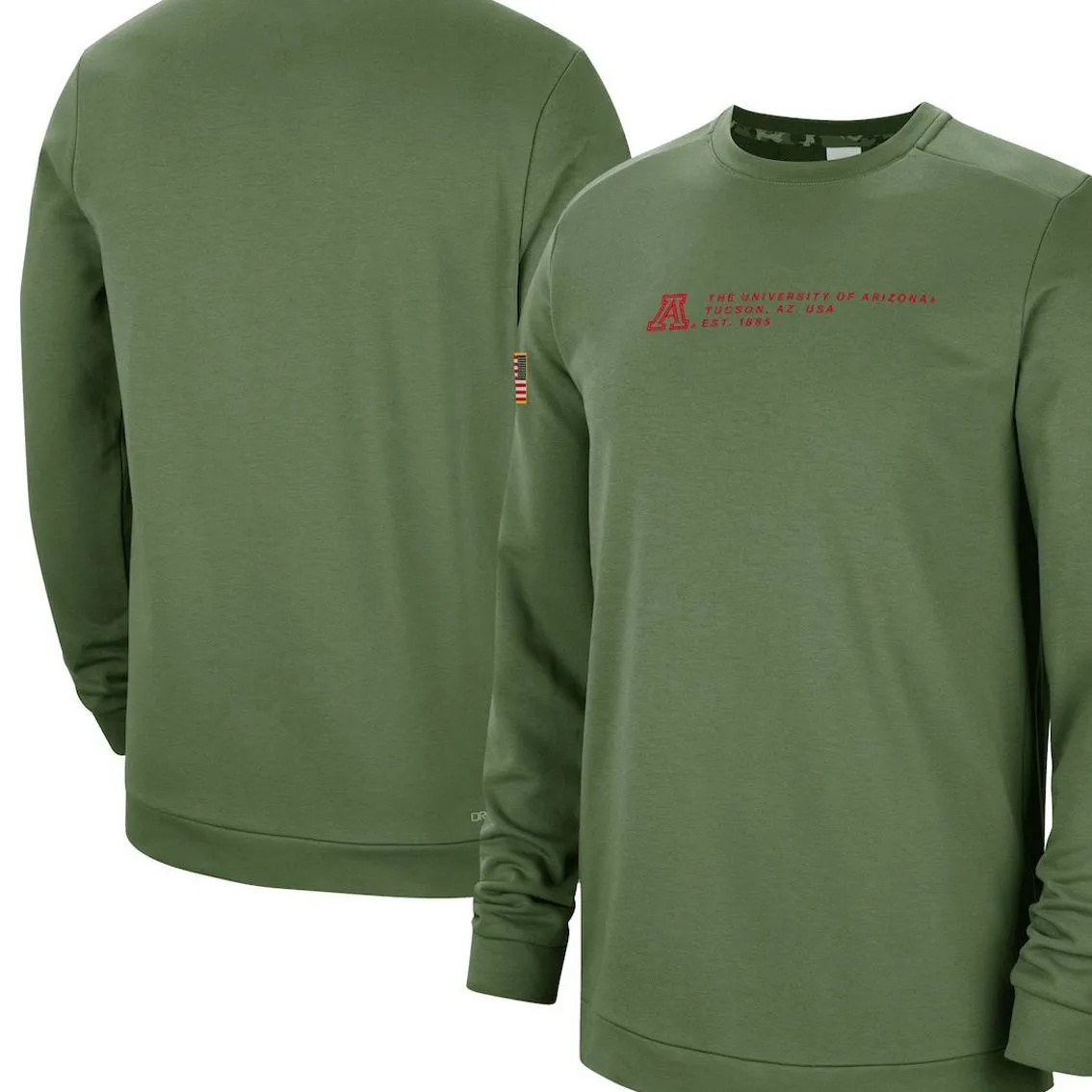 Nike Men's Olive Arizona Wildcats Military Pullover Sweatshirt 4 Nike Men's Olive Arizona Wildcats Military Pullover Sweatshirt - Image 2