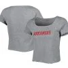 Boxercraft Women's Gray Arkansas Razorbacks Baby Rib Lettuce-Edge Trim T-Shirt -Deals Arizona Wildcats Store DSCO1153662062 1927