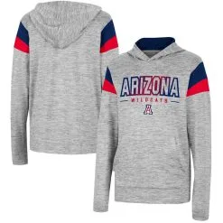 Colosseum Youth Heather Gray Arizona Wildcats Tartookas Long Sleeve Hoodie T-Shirt