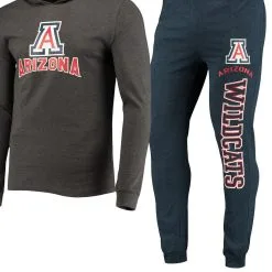 Concepts Sport Men's Navy/Charcoal Arizona Wildcats Meter Long Sleeve Hoodie T-Shirt & Jogger Pants Sleep Set