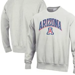 Champion Men's Gray Arizona Wildcats Arch Over Logo Reverse Weave Pullover Sweatshirt