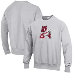 Champion Men's Heathered Gray Arkansas Razorbacks Vault Logo Reverse Weave Pullover Sweatshirt -Deals Arizona Wildcats Store DSCO1159385860 1927 ALT1