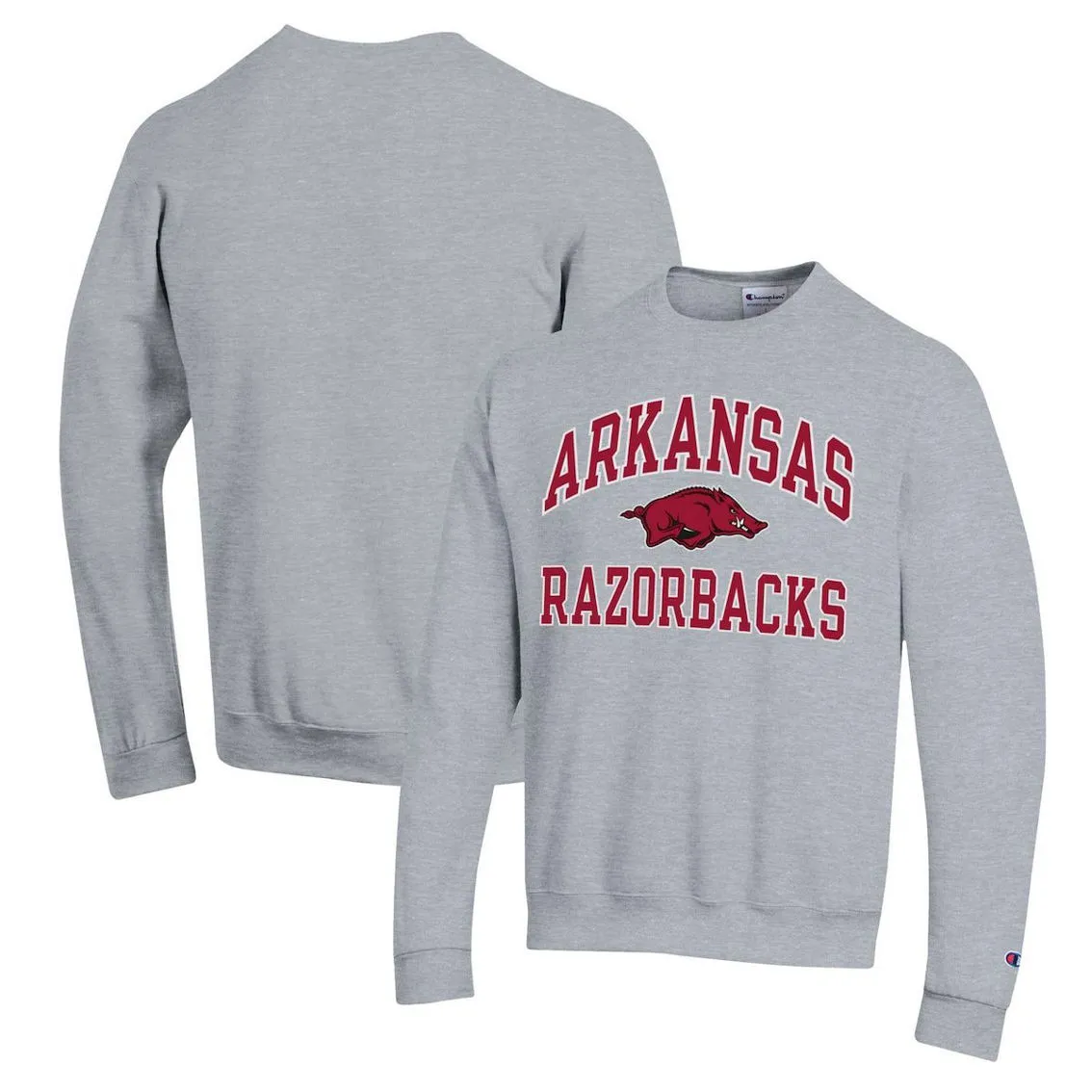 Champion Men's Heather Gray Arkansas Razorbacks High Motor Pullover Sweatshirt 4 Champion Men's Heather Gray Arkansas Razorbacks High Motor Pullover Sweatshirt - Image 2