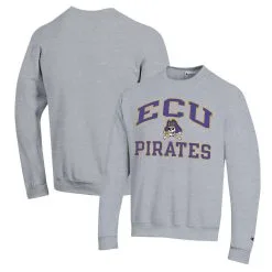 Champion Men's Heather Gray ECU Pirates High Motor Pullover Sweatshirt