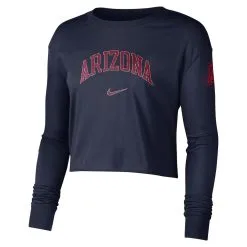 Nike Women's Navy Arizona Wildcats 2-Hit Cropped Long Sleeve Logo T-Shirt -Deals Arizona Wildcats Store DSCO1161297253 1320 ALT2