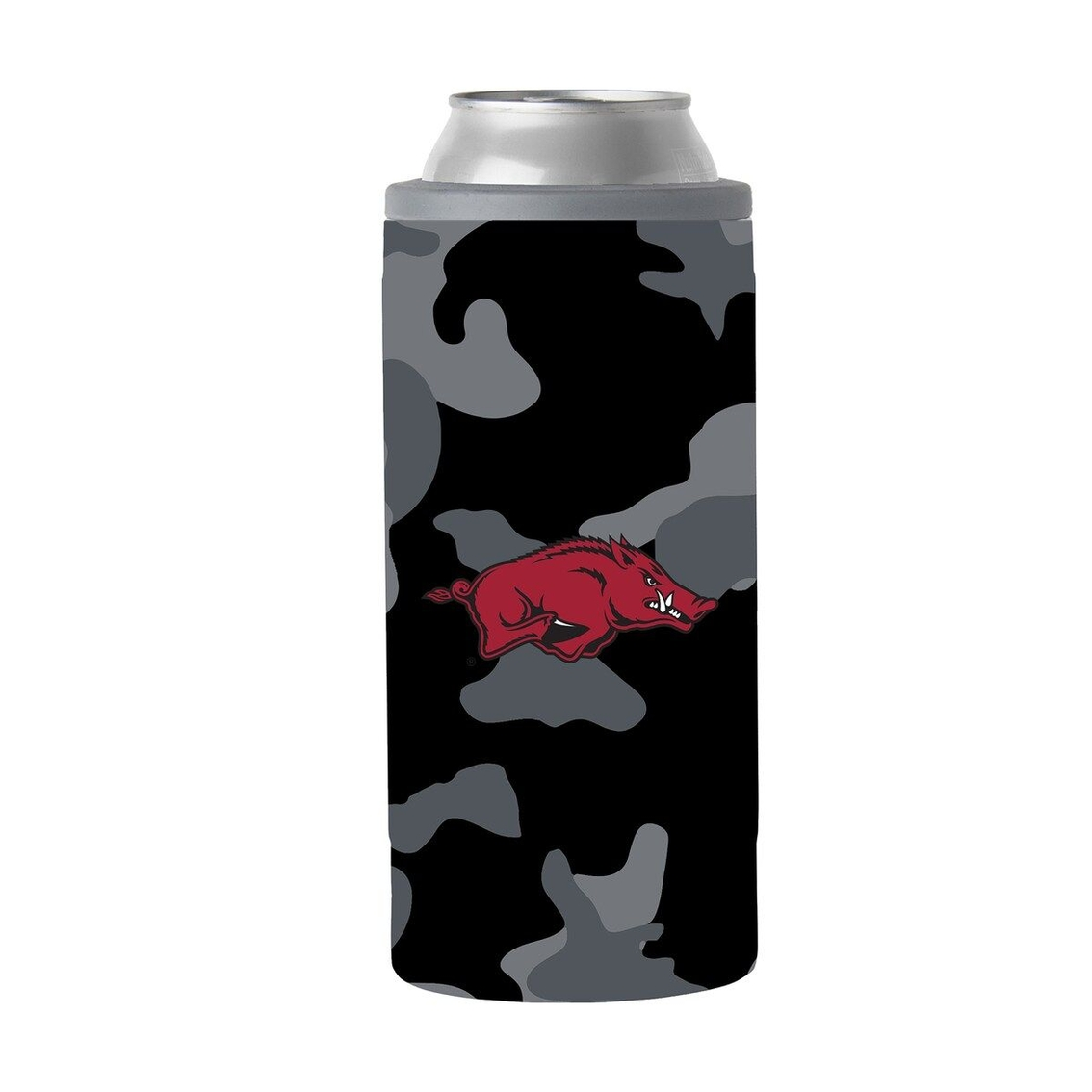 Logo Brands Arkansas Razorbacks 12oz. Black Camo Slim Can Cooler 3 Logo Brands Arkansas Razorbacks 12oz. Black Camo Slim Can Cooler