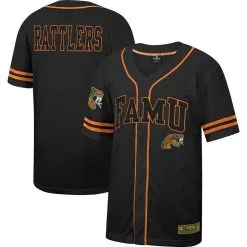 Colosseum Men's Black Florida A&M Rattlers Free Spirited Mesh Button-Up Baseball Jersey
